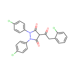 O=C(Cc1ccccc1Cl)C1C(=O)N(c2ccc(Cl)cc2)N(c2ccc(Cl)cc2)C1=O ZINC000101063600