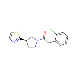 O=C(Cc1ccccc1Cl)N1CC[C@@H](c2nccs2)C1 ZINC000575604330