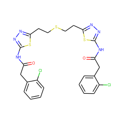 O=C(Cc1ccccc1Cl)Nc1nnc(CCSCCc2nnc(NC(=O)Cc3ccccc3Cl)s2)s1 ZINC000169698079