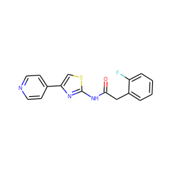 O=C(Cc1ccccc1F)Nc1nc(-c2ccncc2)cs1 ZINC000006969706