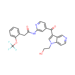 O=C(Cc1ccccc1OC(F)(F)F)Nc1cc(C(=O)c2cn(CCO)c3ccncc23)ccn1 ZINC001772644109