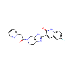 O=C(Cc1ccccn1)N1CCc2nc(-c3cc4cc(F)ccc4[nH]c3=O)[nH]c2C1 ZINC000084617174