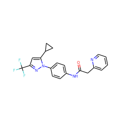 O=C(Cc1ccccn1)Nc1ccc(-n2nc(C(F)(F)F)cc2C2CC2)cc1 ZINC000116814605