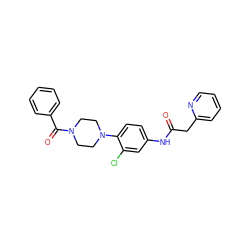 O=C(Cc1ccccn1)Nc1ccc(N2CCN(C(=O)c3ccccc3)CC2)c(Cl)c1 ZINC000043066843