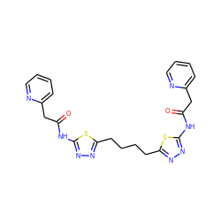 O=C(Cc1ccccn1)Nc1nnc(CCCCc2nnc(NC(=O)Cc3ccccn3)s2)s1 ZINC000169698190