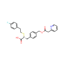 O=C(Cc1ccccn1)OCc1ccc(C[C@@H](SCCc2ccc(F)cc2)C(=O)O)cc1 ZINC000114960716