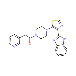 O=C(Cc1cccnc1)N1CCN(c2scnc2-c2nc3ccccc3[nH]2)CC1 ZINC000143692493