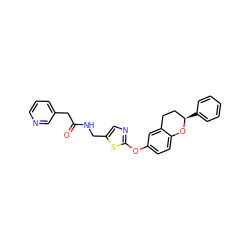 O=C(Cc1cccnc1)NCc1cnc(Oc2ccc3c(c2)CC[C@@H](c2ccccc2)O3)s1 ZINC000145564450