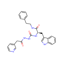 O=C(Cc1cccnc1)NNC(=O)N[C@H](Cc1c[nH]c2ccccc12)C(=O)NCCc1ccccc1 ZINC000013518596