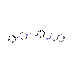 O=C(Cc1cccnc1)Nc1cccc(CCN2CCN(c3ccccc3)CC2)c1 ZINC000084652544