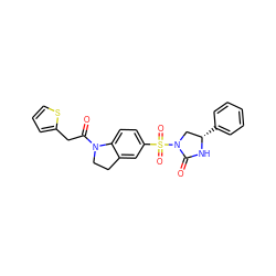 O=C(Cc1cccs1)N1CCc2cc(S(=O)(=O)N3C[C@H](c4ccccc4)NC3=O)ccc21 ZINC000028458277