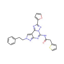 O=C(Cc1cccs1)Nc1nc2nn(CCc3ccccc3)cc2c2nc(-c3ccco3)nn12 ZINC000045290726