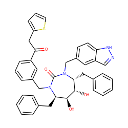 O=C(Cc1cccs1)c1cccc(CN2C(=O)N(Cc3ccc4[nH]ncc4c3)[C@H](Cc3ccccc3)[C@H](O)[C@@H](O)[C@H]2Cc2ccccc2)c1 ZINC000026491058