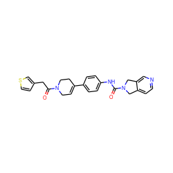 O=C(Cc1ccsc1)N1CC=C(c2ccc(NC(=O)N3Cc4ccncc4C3)cc2)CC1 ZINC000167868805