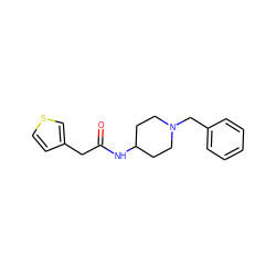 O=C(Cc1ccsc1)NC1CCN(Cc2ccccc2)CC1 ZINC000013470588