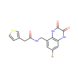 O=C(Cc1ccsc1)NCc1cc(Br)cc2[nH]c(=O)c(=O)[nH]c12 ZINC000027555916