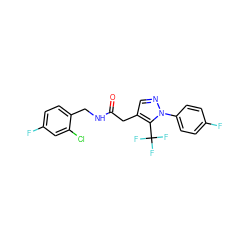 O=C(Cc1cnn(-c2ccc(F)cc2)c1C(F)(F)F)NCc1ccc(F)cc1Cl ZINC000095565197