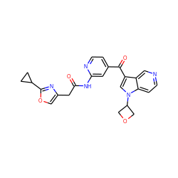 O=C(Cc1coc(C2CC2)n1)Nc1cc(C(=O)c2cn(C3COC3)c3ccncc23)ccn1 ZINC001772601993