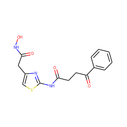 O=C(Cc1csc(NC(=O)CCC(=O)c2ccccc2)n1)NO ZINC000028457983