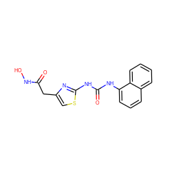 O=C(Cc1csc(NC(=O)Nc2cccc3ccccc23)n1)NO ZINC000028459615