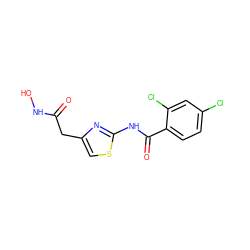 O=C(Cc1csc(NC(=O)c2ccc(Cl)cc2Cl)n1)NO ZINC000028460062