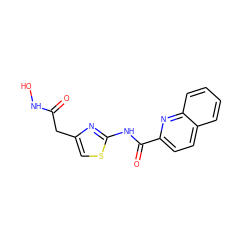 O=C(Cc1csc(NC(=O)c2ccc3ccccc3n2)n1)NO ZINC000028463873