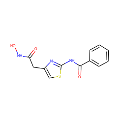 O=C(Cc1csc(NC(=O)c2ccccc2)n1)NO ZINC000004270243