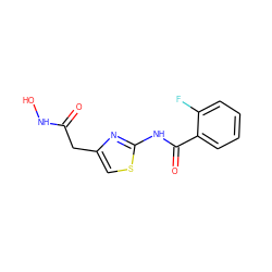 O=C(Cc1csc(NC(=O)c2ccccc2F)n1)NO ZINC000028469206