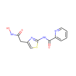 O=C(Cc1csc(NC(=O)c2ccccn2)n1)NO ZINC000028461474