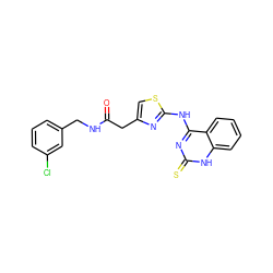 O=C(Cc1csc(Nc2nc(=S)[nH]c3ccccc23)n1)NCc1cccc(Cl)c1 ZINC000008667046