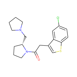 O=C(Cc1csc2ccc(Cl)cc12)N1CCC[C@@H]1CN1CCCC1 ZINC000029043168