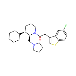 O=C(Cc1csc2ccc(Cl)cc12)N1CCC[C@H](C2CCCCC2)[C@@H]1CN1CCCC1 ZINC000029042985