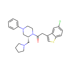 O=C(Cc1csc2ccc(Cl)cc12)N1CCN(c2ccccc2)C[C@H]1CN1CCCC1 ZINC000040424279