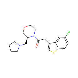 O=C(Cc1csc2ccc(Cl)cc12)N1CCOC[C@@H]1CN1CCCC1 ZINC000029043174