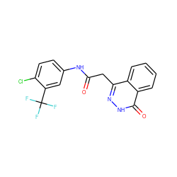 O=C(Cc1n[nH]c(=O)c2ccccc12)Nc1ccc(Cl)c(C(F)(F)F)c1 ZINC000005266678