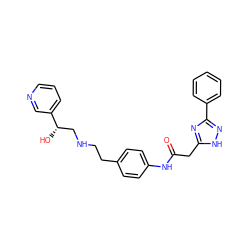 O=C(Cc1nc(-c2ccccc2)n[nH]1)Nc1ccc(CCNC[C@H](O)c2cccnc2)cc1 ZINC000049035006