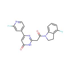 O=C(Cc1nc(-c2ccnc(F)c2)cc(=O)[nH]1)N1CCc2c(F)cccc21 ZINC000147003740