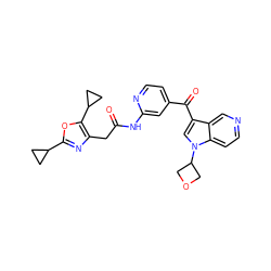 O=C(Cc1nc(C2CC2)oc1C1CC1)Nc1cc(C(=O)c2cn(C3COC3)c3ccncc23)ccn1 ZINC001772628912