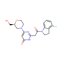 O=C(Cc1nc(N2CCO[C@H](CO)C2)cc(=O)[nH]1)N1CCc2c(F)cccc21 ZINC000147081883