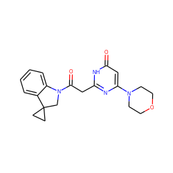 O=C(Cc1nc(N2CCOCC2)cc(=O)[nH]1)N1CC2(CC2)c2ccccc21 ZINC000200462534