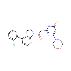 O=C(Cc1nc(N2CCOCC2)cc(=O)[nH]1)N1CCc2c(-c3ccccc3Cl)cccc21 ZINC000147099294
