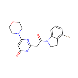 O=C(Cc1nc(N2CCOCC2)cc(=O)[nH]1)N1CCc2c(Br)cccc21 ZINC000068248346