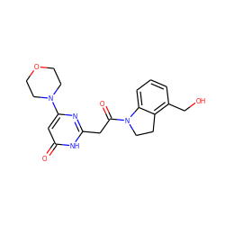 O=C(Cc1nc(N2CCOCC2)cc(=O)[nH]1)N1CCc2c(CO)cccc21 ZINC000140657184