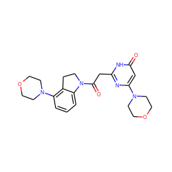 O=C(Cc1nc(N2CCOCC2)cc(=O)[nH]1)N1CCc2c(N3CCOCC3)cccc21 ZINC000147084437