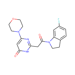 O=C(Cc1nc(N2CCOCC2)cc(=O)[nH]1)N1CCc2ccc(F)cc21 ZINC000115072076