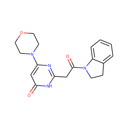 O=C(Cc1nc(N2CCOCC2)cc(=O)[nH]1)N1CCc2ccccc21 ZINC000103259740