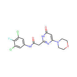 O=C(Cc1nc(N2CCOCC2)cc(=O)[nH]1)Nc1cc(Cl)c(F)c(Cl)c1 ZINC000115071167