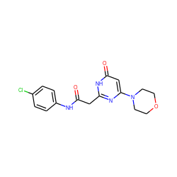 O=C(Cc1nc(N2CCOCC2)cc(=O)[nH]1)Nc1ccc(Cl)cc1 ZINC000095571876