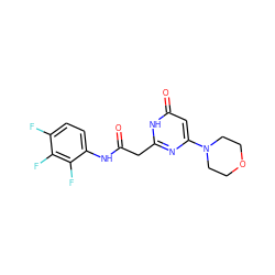O=C(Cc1nc(N2CCOCC2)cc(=O)[nH]1)Nc1ccc(F)c(F)c1F ZINC000115060771
