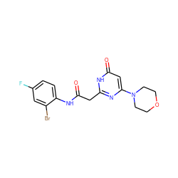 O=C(Cc1nc(N2CCOCC2)cc(=O)[nH]1)Nc1ccc(F)cc1Br ZINC000115069670